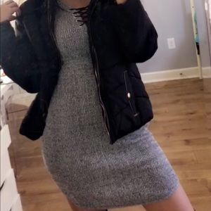 Grey stretch bodycon dress